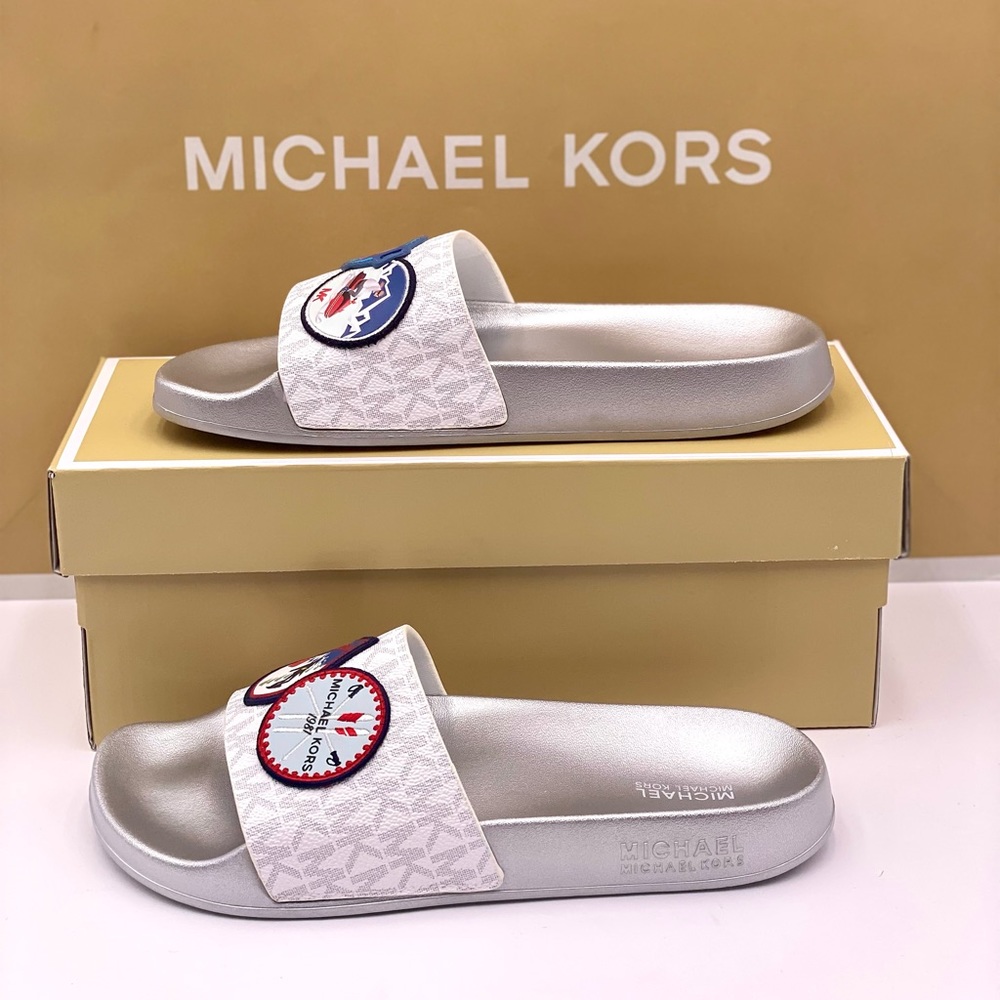 Michael Kors Penny Slide Flip Flops Ski Patch - Picture 8 of 12